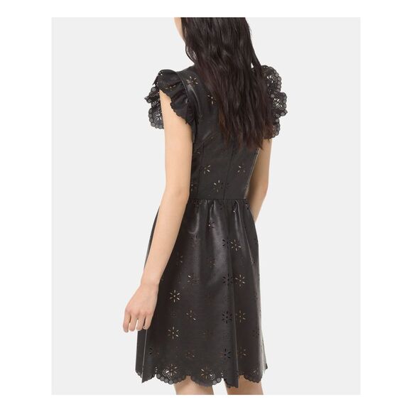 MICHAEL KORS Womens Ruffled Crew Neck Above The Knee Cocktail Sheath Dress - Picture 2 of 3